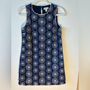 Navy Blue Sleeveless Embroidered Dress